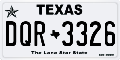 TX license plate DQR3326