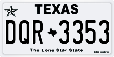 TX license plate DQR3353