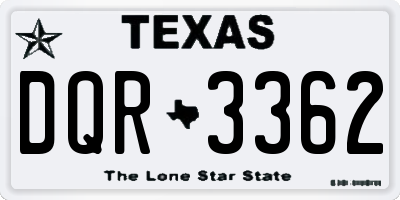 TX license plate DQR3362