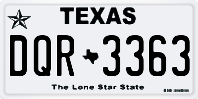 TX license plate DQR3363
