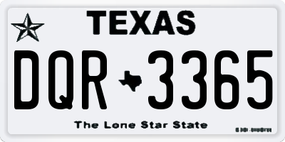 TX license plate DQR3365