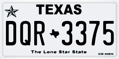 TX license plate DQR3375