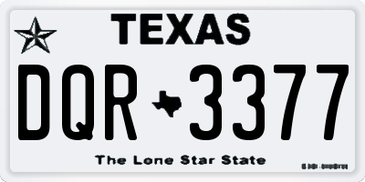 TX license plate DQR3377