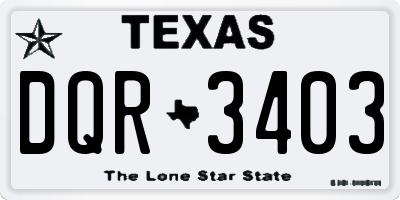 TX license plate DQR3403