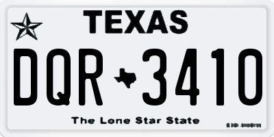 TX license plate DQR3410