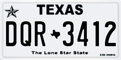 TX license plate DQR3412