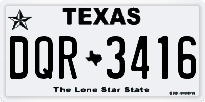 TX license plate DQR3416