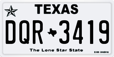 TX license plate DQR3419