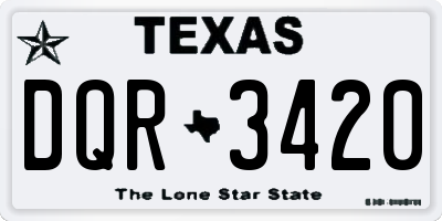 TX license plate DQR3420