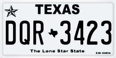 TX license plate DQR3423