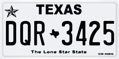 TX license plate DQR3425