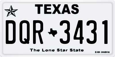 TX license plate DQR3431