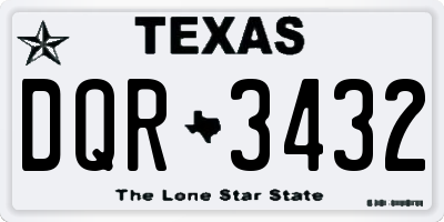 TX license plate DQR3432