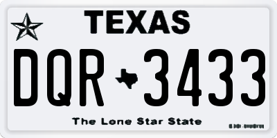 TX license plate DQR3433