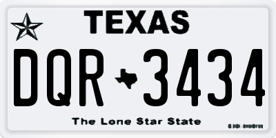 TX license plate DQR3434