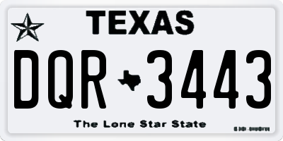 TX license plate DQR3443