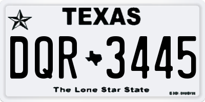 TX license plate DQR3445