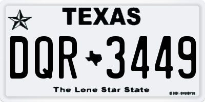 TX license plate DQR3449