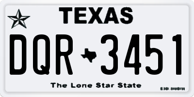 TX license plate DQR3451