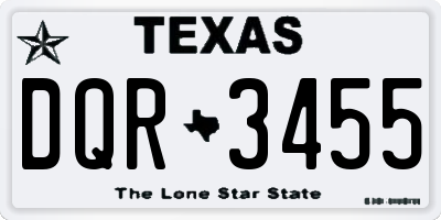 TX license plate DQR3455