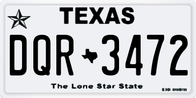 TX license plate DQR3472