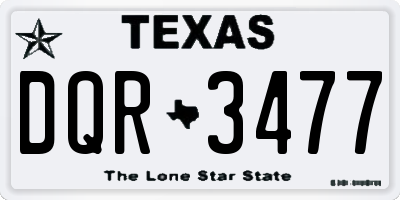 TX license plate DQR3477