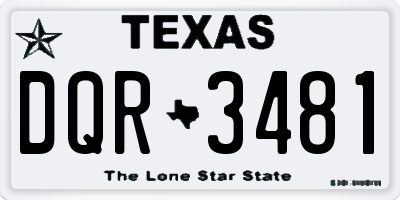 TX license plate DQR3481