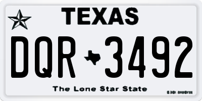 TX license plate DQR3492