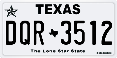 TX license plate DQR3512