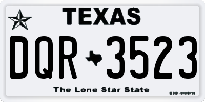 TX license plate DQR3523