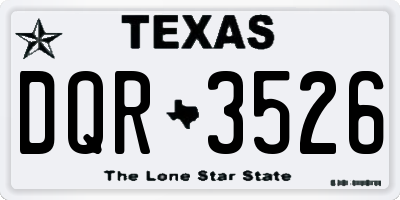 TX license plate DQR3526