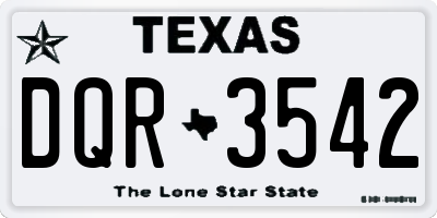 TX license plate DQR3542