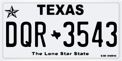 TX license plate DQR3543