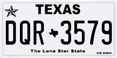 TX license plate DQR3579
