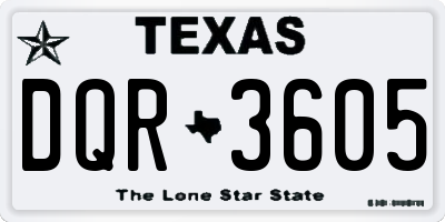TX license plate DQR3605
