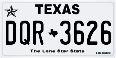 TX license plate DQR3626