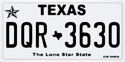 TX license plate DQR3630