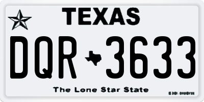 TX license plate DQR3633