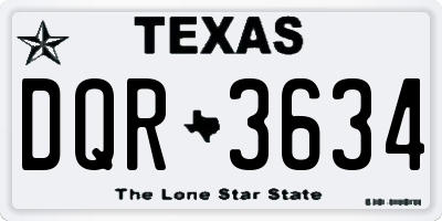TX license plate DQR3634