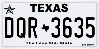TX license plate DQR3635