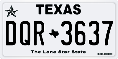 TX license plate DQR3637