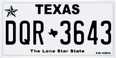 TX license plate DQR3643