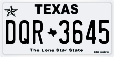 TX license plate DQR3645