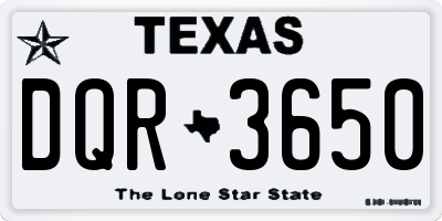 TX license plate DQR3650