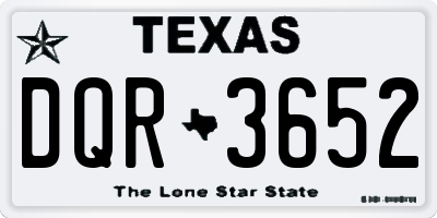 TX license plate DQR3652