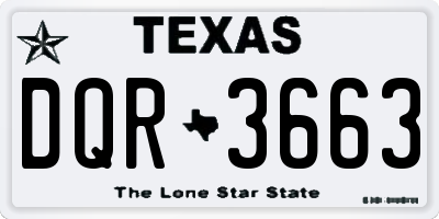 TX license plate DQR3663