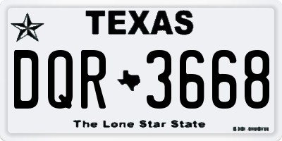 TX license plate DQR3668