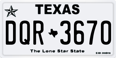 TX license plate DQR3670