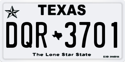 TX license plate DQR3701