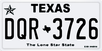TX license plate DQR3726